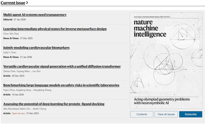Cover Article for Nature Machine Intelligence, January 2026